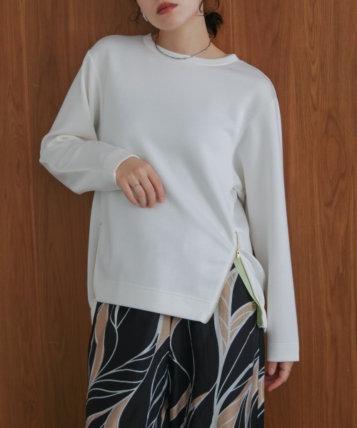 Bou Jeloud（ブージュルード）の「シルキーダンボールサイドファスナープルオーバー（スウェット・レディース・オフホワイト/杢グレー/ブラック/オレンジ・FREE）」の5枚目の写真