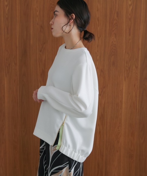 Bou Jeloud（ブージュルード）の「シルキーダンボールサイドファスナープルオーバー（スウェット・レディース・オフホワイト/杢グレー/ブラック/オレンジ・FREE）」の9枚目の写真