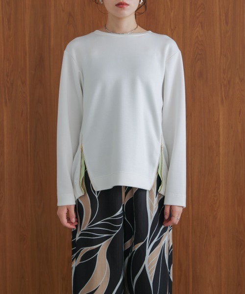 Bou Jeloud（ブージュルード）の「シルキーダンボールサイドファスナープルオーバー（スウェット・レディース・オフホワイト/杢グレー/ブラック/オレンジ・FREE）」の13枚目の写真