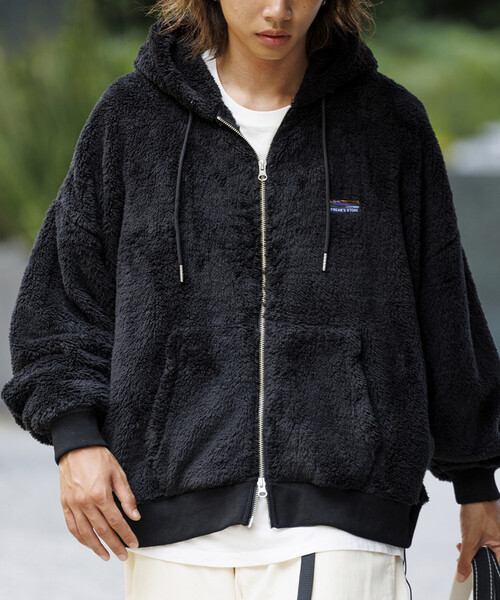 限定展開 リラックスフィット ワンポイント シャギーフリース