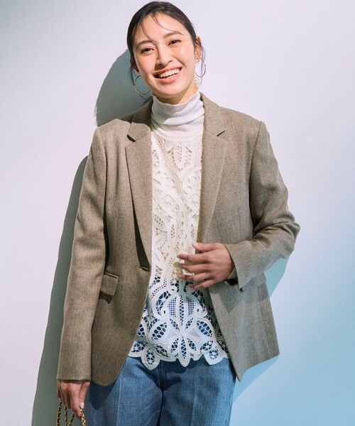 洗える】ウールライクカルゼ テーラード ジャケット（テーラード