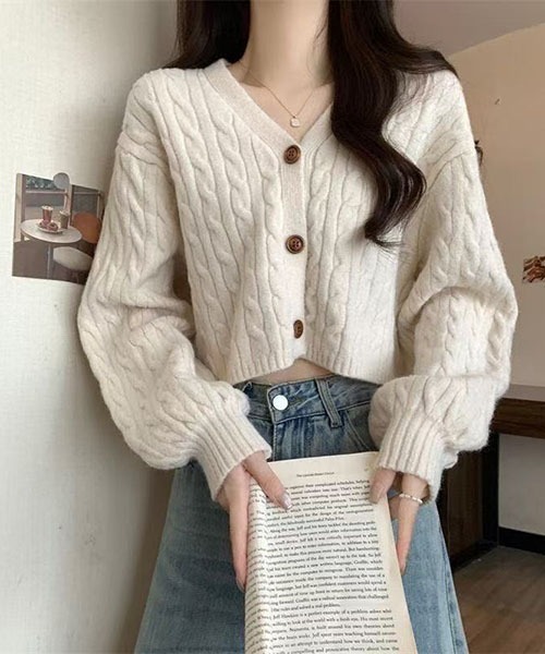 gossip！ロサンゼルス（ゴシップロサンゼルス）の「ボリュームスリーブ ケーブルニットカーディガン（ニット/セーター・レディース・グレー/ブラック/オフホワイト/ネイビー・FREE）」の13枚目の写真