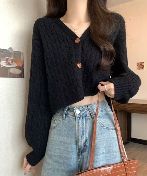 gossip！ロサンゼルス（ゴシップロサンゼルス）の「ボリュームスリーブ ケーブルニットカーディガン（ニット/セーター・レディース・グレー/ブラック/オフホワイト/ネイビー・FREE）」の22枚目の写真