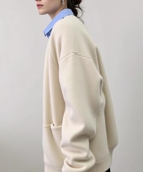 cammie（キャミー）の「ボタンレスニットカーディガン（カーディガン/ボレロ・レディース・ブラック/ブラウン/オフホワイト/ダークグレー・F）」の7枚目の写真