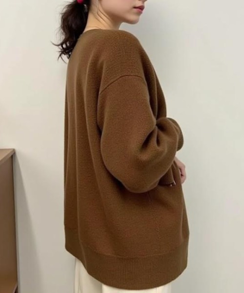 cammie（キャミー）の「ボタンレスニットカーディガン（カーディガン/ボレロ・レディース・ブラック/ブラウン/オフホワイト/ダークグレー・F）」の18枚目の写真