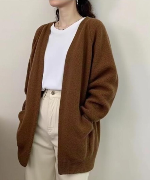 cammie（キャミー）の「ボタンレスニットカーディガン（カーディガン/ボレロ・レディース・ブラック/ブラウン/オフホワイト/ダークグレー・F）」の17枚目の写真