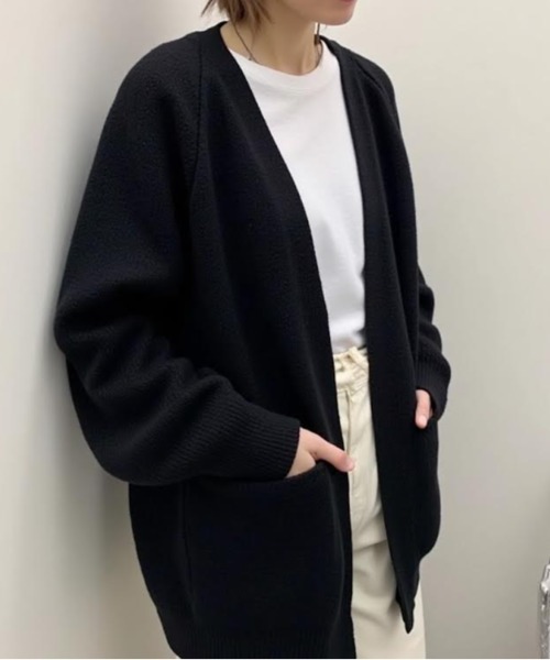 cammie（キャミー）の「ボタンレスニットカーディガン（カーディガン/ボレロ・レディース・ブラック/ブラウン/オフホワイト/ダークグレー・F）」の10枚目の写真
