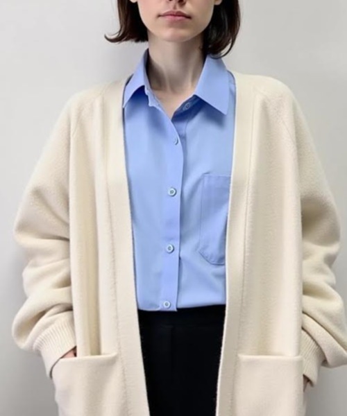 cammie（キャミー）の「ボタンレスニットカーディガン（カーディガン/ボレロ・レディース・ブラック/ブラウン/オフホワイト/ダークグレー・F）」の6枚目の写真