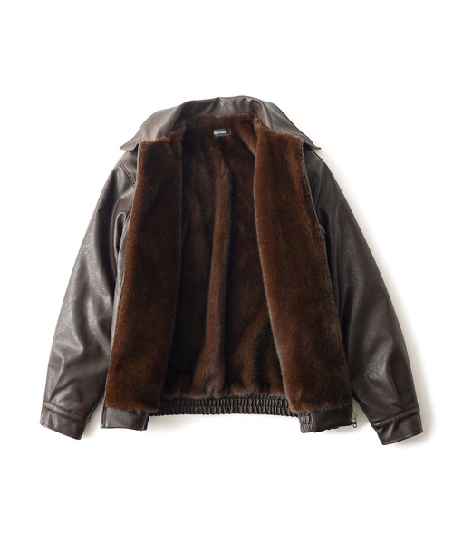 Subciety(サブサエティ)の「Fur lining faux leather jkt(ブルゾン・メンズ・ブラウン/ブラック・LARGE/MEDIUM/SMALL/X-LARGE)」の7枚目の写真