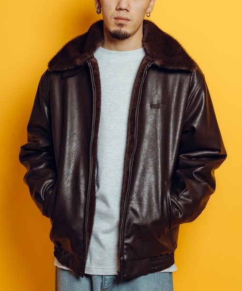 Subciety(サブサエティ)の「Fur lining faux leather jkt(ブルゾン・メンズ・ブラウン/ブラック・LARGE/MEDIUM/SMALL/X-LARGE)」の15枚目の写真