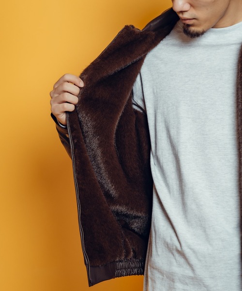 Subciety(サブサエティ)の「Fur lining faux leather jkt(ブルゾン・メンズ・ブラウン/ブラック・LARGE/MEDIUM/SMALL/X-LARGE)」の19枚目の写真