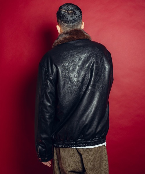 Subciety(サブサエティ)の「Fur lining faux leather jkt(ブルゾン・メンズ・ブラウン/ブラック・LARGE/MEDIUM/SMALL/X-LARGE)」の10枚目の写真