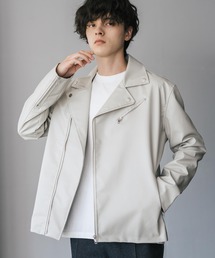 ライダースジャケット（ホワイト/白色系・ダブル）ファッション通販