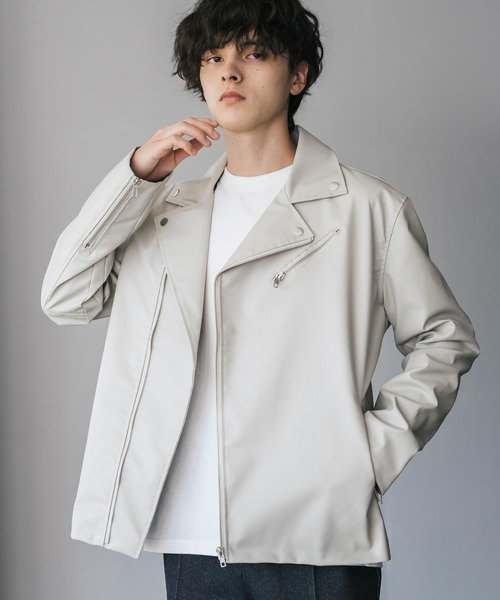 MORABIT ホワイト ライダース コート 38 MORABIT ホワイト ライダース コート 38 MORABIT ホワイト ライダース