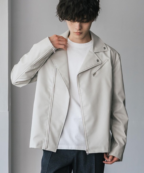 Rocky Monroe（ロッキーモンロー）の「PUレザーダブルライダースジャケット（ライダースジャケット・メンズ・ブラック/アイボリー/ブラウン・M/L/XL）」の20枚目の写真