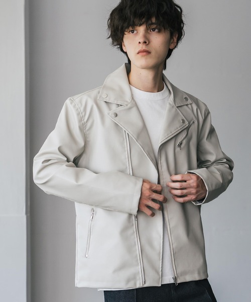 Rocky Monroe（ロッキーモンロー）の「PUレザーダブルライダースジャケット（ライダースジャケット・メンズ・ブラック/アイボリー/ブラウン・M/L/XL）」の21枚目の写真