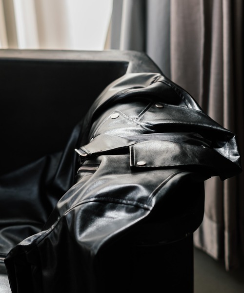 Rocky Monroe（ロッキーモンロー）の「PUレザーダブルライダースジャケット（ライダースジャケット・メンズ・ブラック/アイボリー/ブラウン・M/L/XL）」の14枚目の写真