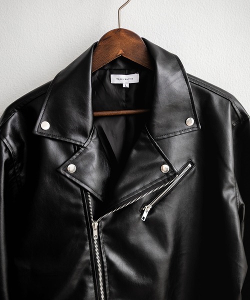 Rocky Monroe（ロッキーモンロー）の「PUレザーダブルライダースジャケット（ライダースジャケット・メンズ・ブラック/アイボリー/ブラウン・M/L/XL）」の13枚目の写真