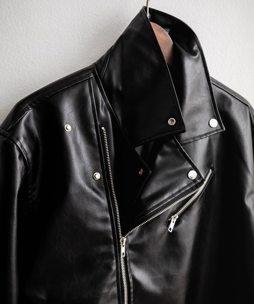 Rocky Monroe（ロッキーモンロー）の「PUレザーダブルライダースジャケット（ライダースジャケット・メンズ・ブラック/アイボリー/ブラウン・M/L/XL）」の16枚目の写真