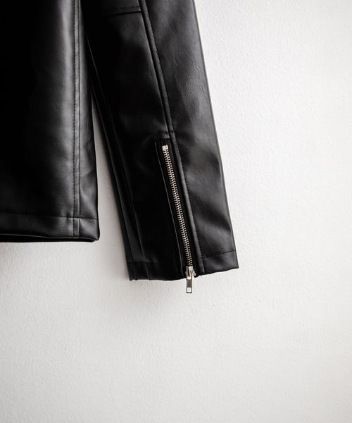 Rocky Monroe（ロッキーモンロー）の「PUレザーダブルライダースジャケット（ライダースジャケット・メンズ・ブラック/アイボリー/ブラウン・M/L/XL）」の12枚目の写真