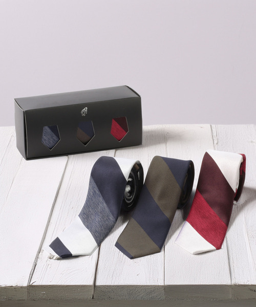 ピュアシルク100%ネクタイ ギフト 3本セット ナロータイ（ネクタイ