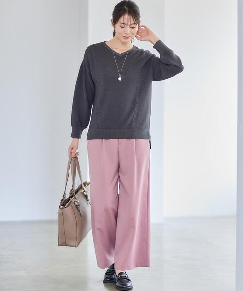 Reflect（リフレクト）の「【すっきりシルエット】ワイドクロップドパンツ（その他パンツ・レディース・ブラウン系その他/ベビーピンク/ダークグレー/ブラック・17/13/11/09/07/05/15 ）」の12枚目の写真