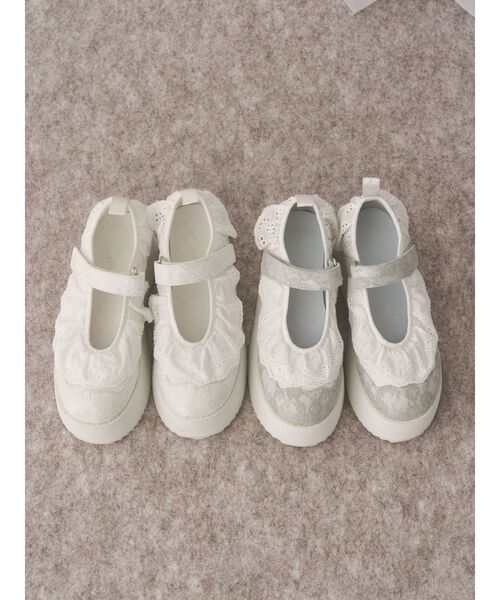merry jenny(メリージェニー)の「フリルレースアップ厚底スニーカー(スニーカー・レディース・オフホワイト/ミント・MEDIUM/LARGE)」の13枚目の写真