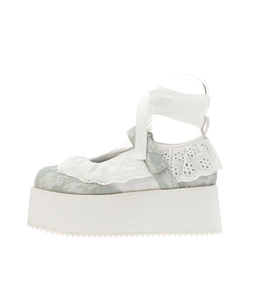 merry jenny(メリージェニー)の「フリルレースアップ厚底スニーカー(スニーカー・レディース・オフホワイト/ミント・MEDIUM/LARGE)」の16枚目の写真