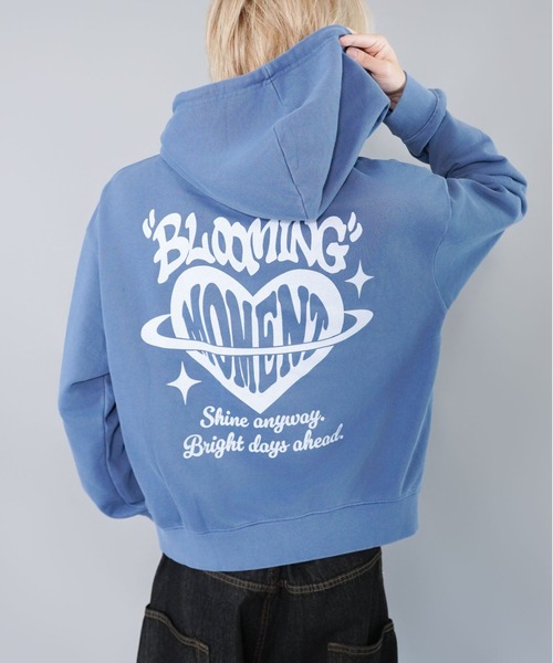 セール】短丈スウェットパーカー/ハート/バックプリント/ワン