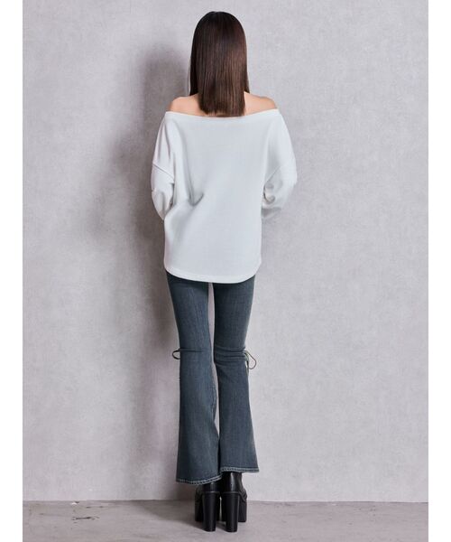 GYDA（ジェイダ）の「アームギャザーSymmetry GYDAオフショルスウェットトップス（スウェット・レディース・ブラウン/オフホワイト/ブラック・FREE）」の7枚目の写真