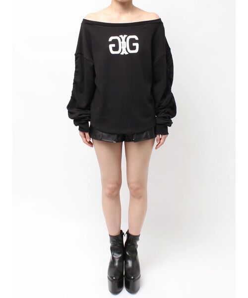 GYDA（ジェイダ）の「アームギャザーSymmetry GYDAオフショルスウェットトップス（スウェット・レディース・ブラウン/オフホワイト/ブラック・FREE）」の12枚目の写真