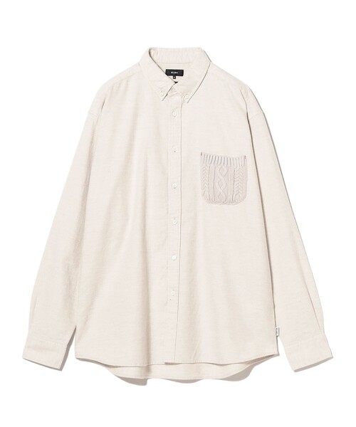 BEAMS(ビームス)の「ケーブルニットポケット シャツ(シャツ/ブラウス・メンズ・オフホワイト/チャコールグレー・M/L/S/XL)」の3枚目の写真