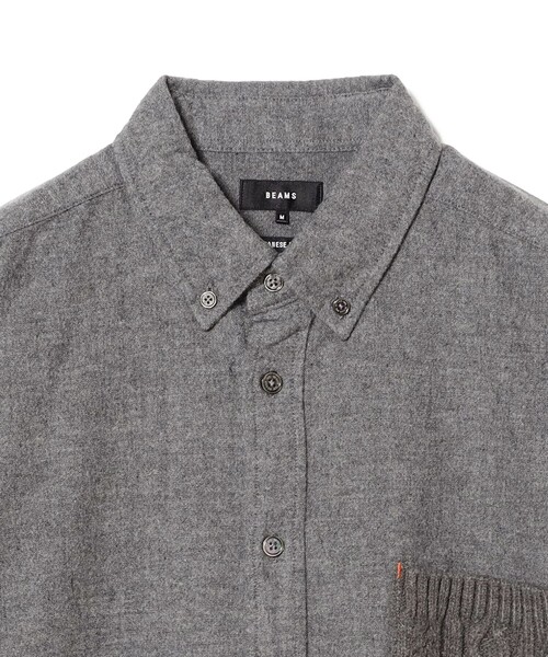 BEAMS(ビームス)の「ケーブルニットポケット シャツ(シャツ/ブラウス・メンズ・オフホワイト/チャコールグレー・M/L/S/XL)」の7枚目の写真