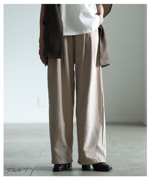 Sawa a la mode(サワアラモード)の「股下が選べるタックワイドパンツ(スラックス・レディース・ブラック/ブルー/ベージュ/ホワイト/ピンク・FREE/SMALL)」の6枚目の写真