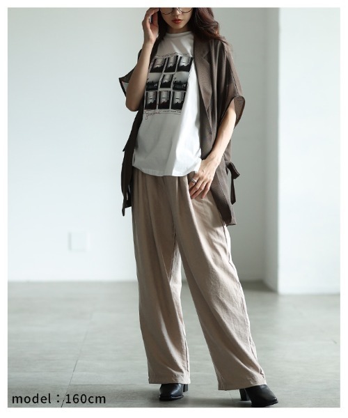 Sawa a la mode(サワアラモード)の「股下が選べるタックワイドパンツ(スラックス・レディース・ブラック/ブルー/ベージュ/ホワイト/ピンク・FREE/SMALL)」の12枚目の写真