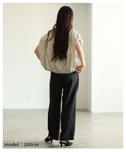 Sawa a la mode(サワアラモード)の「股下が選べるタックワイドパンツ(スラックス・レディース・ブラック/ブルー/ベージュ/ホワイト/ピンク・FREE/SMALL)」の22枚目の写真