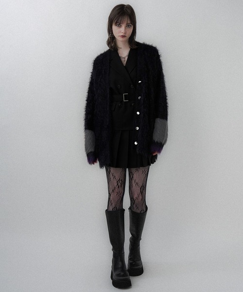 HARE(ハレ)の「ハイショクロングシャギーVネックカーディガン(HARE)(カーディガン/ボレロ・レディース・バーガンディー/ブラック/ブルー・FREE)」の11枚目の写真