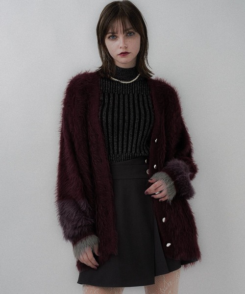 HARE(ハレ)の「ハイショクロングシャギーVネックカーディガン(HARE)(カーディガン/ボレロ・レディース・バーガンディー/ブラック/ブルー・FREE)」の17枚目の写真