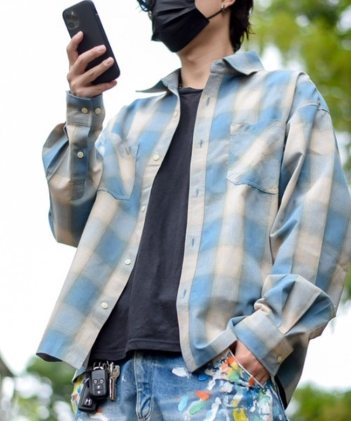 8(eight)(エイト)の「リサイクル糸オンブレチェックシャツ(シャツ/ブラウス・メンズ・ブラック/ブルー/ブラウン・MEDIUM/X-LARGE/LARGE)」の3枚目の写真