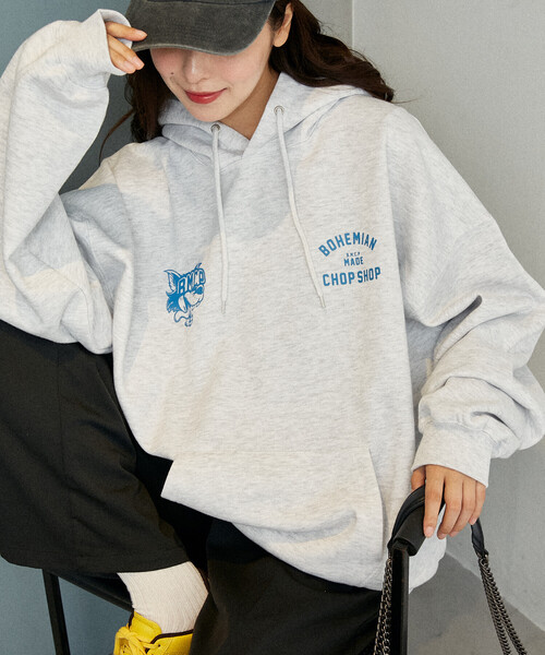 PUBLUX（パブリュクス）の「PUBLUX/パブリュクス BMCP ウルフ 裏起毛 フーディー　限定展開（パーカー・レディース・ライトグレー/ブラック/ネイビー・S/M/L）」の22枚目の写真