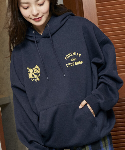 PUBLUX（パブリュクス）の「PUBLUX/パブリュクス BMCP ウルフ 裏起毛 フーディー　限定展開（パーカー・レディース・ライトグレー/ブラック/ネイビー・S/M/L）」の5枚目の写真