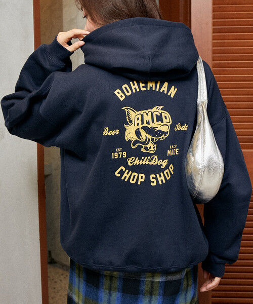 PUBLUX（パブリュクス）の「PUBLUX/パブリュクス BMCP ウルフ 裏起毛 フーディー　限定展開（パーカー・レディース・ライトグレー/ブラック/ネイビー・S/M/L）」の10枚目の写真