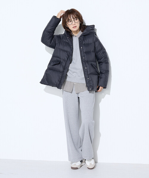 撥水ナイロンタフタ ミドル丈きれいめダウンコート（ダウンジャケット