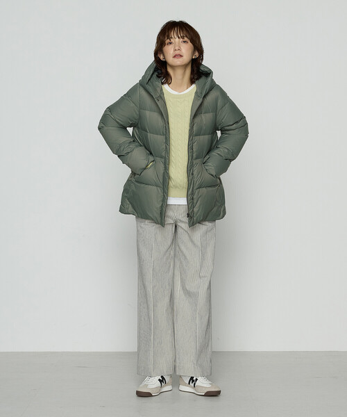 撥水ナイロンタフタ ミドル丈きれいめダウンコート（ダウンジャケット