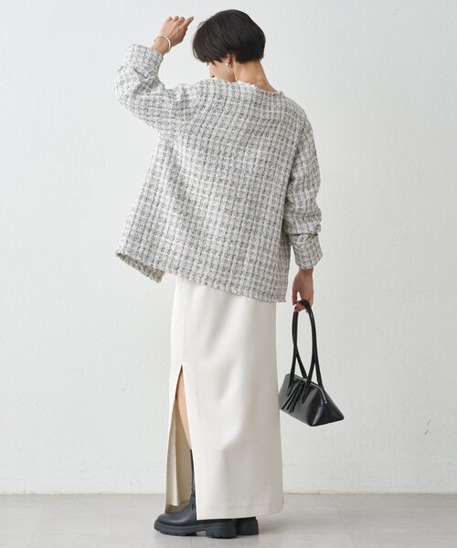 ミックスツイードジャケット（ノーカラージャケット）｜LOUNGEDRESS