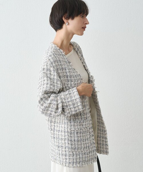 LOUNGEDRESS ラウンジドレス ツイードジャケット　コート　グレー Loungedress ツイードジャケット ラウンジドレス ツイードジャケット