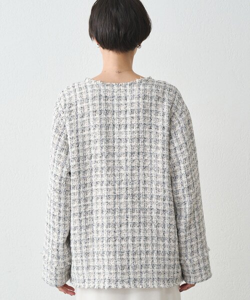 Loungedressツイードジャケット セール】ミックスツイードジャケット（ノーカラージャケット