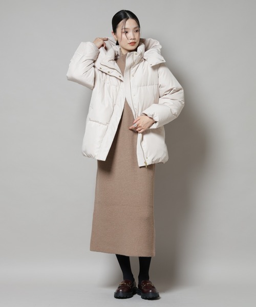 NANO universe（ナノユニバース）の「撥水加工 フードショートダウンコート（ダウンジャケット/コート・レディース・ブラウン/ライトベージュ/ブラック・FREE）」の12枚目の写真