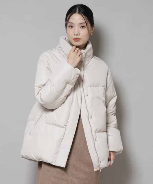 NANO universe（ナノユニバース）の「撥水加工 フードショートダウンコート（ダウンジャケット/コート・レディース・ブラウン/ライトベージュ/ブラック・FREE）」の7枚目の写真