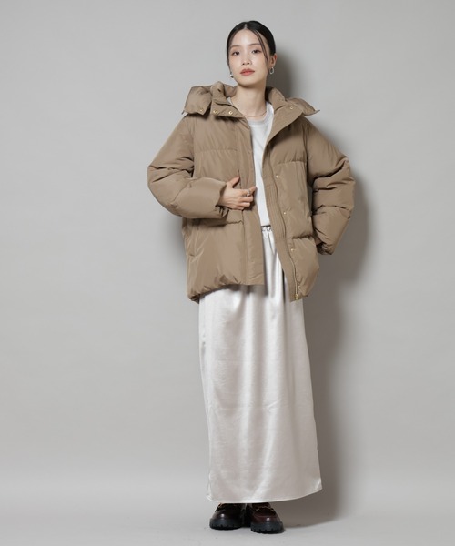 撥水加工 フードショートダウンコート（ダウンジャケット/コート
